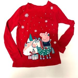 Peppa Pig Red Christmas PJ top - Size 3T